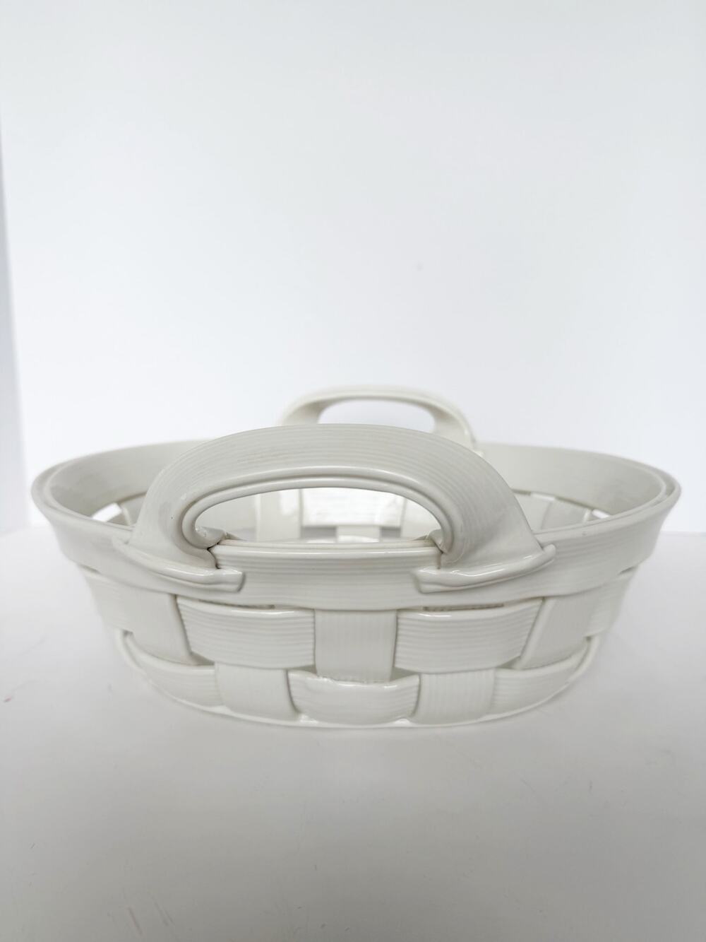 Tiffany & Co Woven Ceramic Basket Fruit Bowl Cream White Bowl Dish